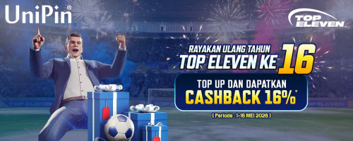 Top Eleven Ulang Tahun ke 16! Ikut Meriahkan Event Ini dan Dapatkan Cashback 16%!